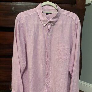 pink linen men's shirt